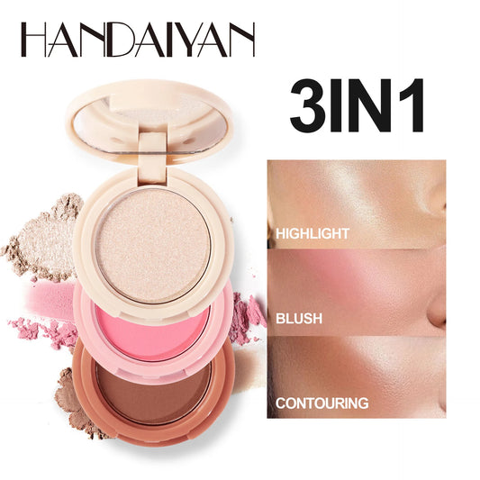 3 In 1 Matte Highlighter Contouring Blush Palette